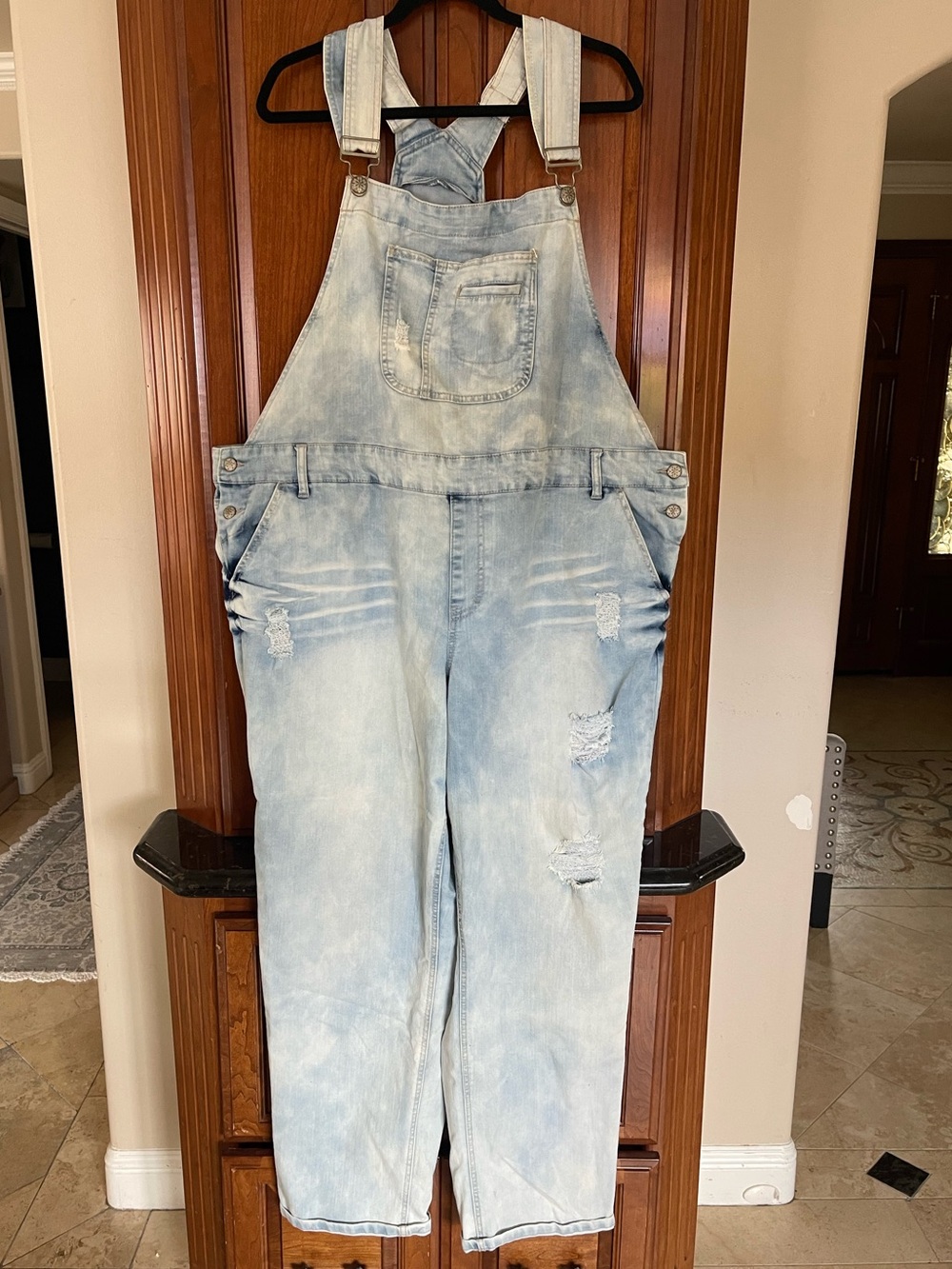 Blue Spice Light Blue Distressed Men's Denim Overalls